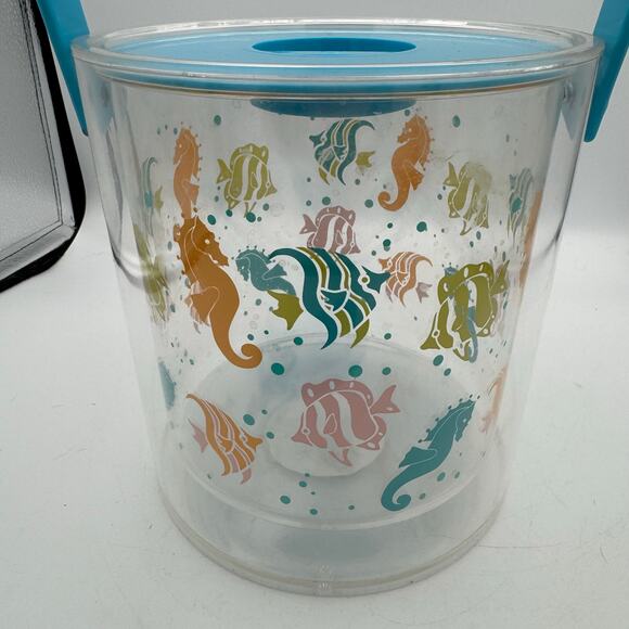 Retro Kmart Summer Picnic Acrylic Ice Bucket Fish Sea Life Tropical Beach - Picture 2 of 7